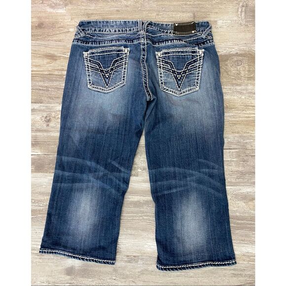 Vigoss Dublin Capri Jeans Mid Rise Embroidered Women’s Junior’s Sz 11/12 - Picture 2 of 5